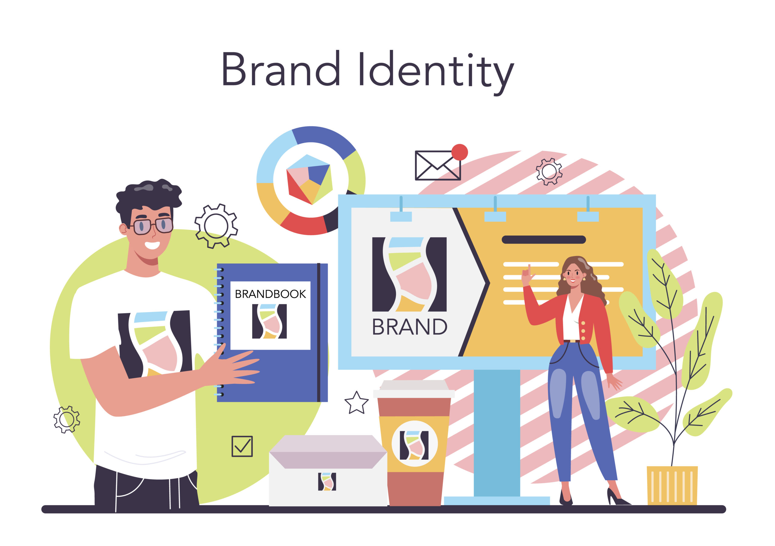 Brand concept. Marketing strategy and unique design of a company